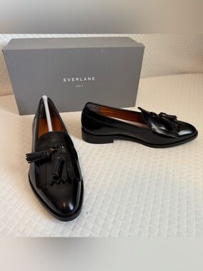 NEW IN BOX Everlane The Kiltie Loafer Women 6.5 Black Italian Leather Tassel Lux